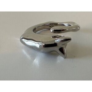 En Route Snail Ring Abstract Silver Tone Signed Size 6 Adjustable